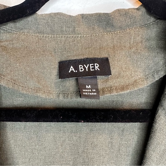 A. BYER  Women’s Linen Blend Green Open Front Vest Lagenlook Size M - Picture 7 of 8